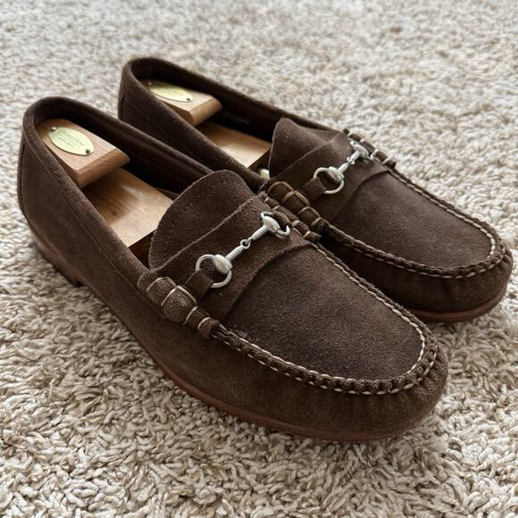 G.H. Bass Weejuns Horse Bit Loafers Men’s Size 12 Brown Leather Suede Slip Shoes - Picture 1 of 10